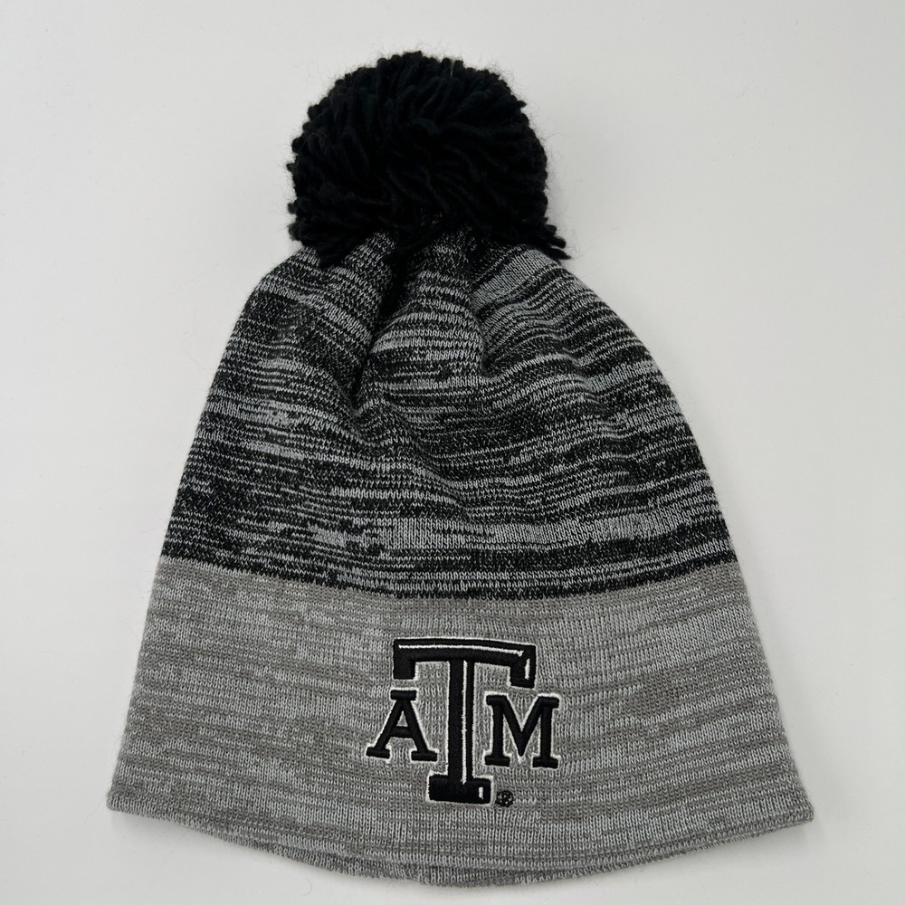 Adidas‎ Texas A&M Aggies Knit Beanie Hat Pom Pom Gray Black One Size